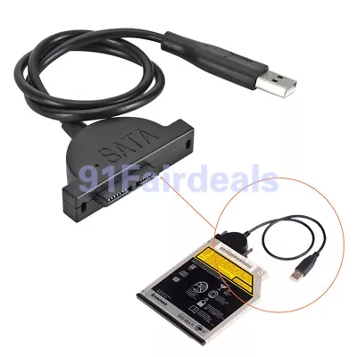 USB 2.0 To Mini SATA 7+6 13Pin Adapter Cable For Laptop CD/DVD ROM Drive • $7.49