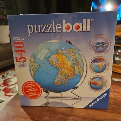 NEW Ravensburger 3D Puzzle Ball  Earth World Globe 540 Pieces With Stand Sealed • $32