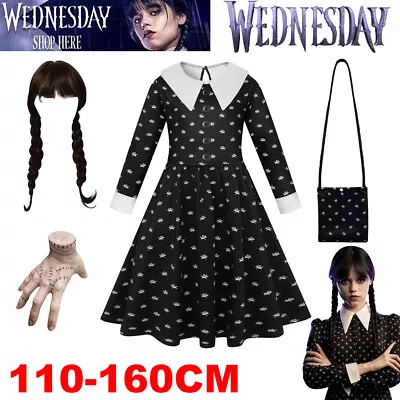 $9.69 • Buy Wednesday The Addams Family Cosplay Costume Dress Girls Party Fancy Dress Up AU
