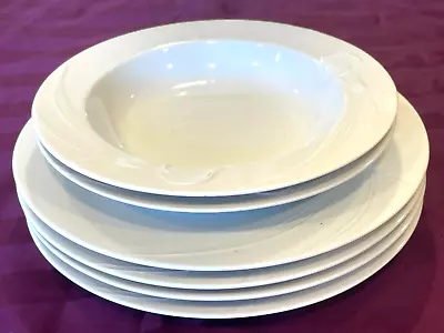 6 Mikasa White Flair Dinner Plates & Soup Bowls K1991 Calla Lily - Free Ship • $99.99