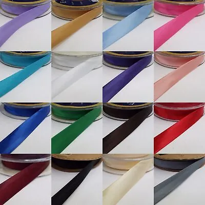 18 COLOUR 15mm Satin Bias Binding Polyester Edging Tape Clothes BUY 1 2 4m+ 733 • £3.15