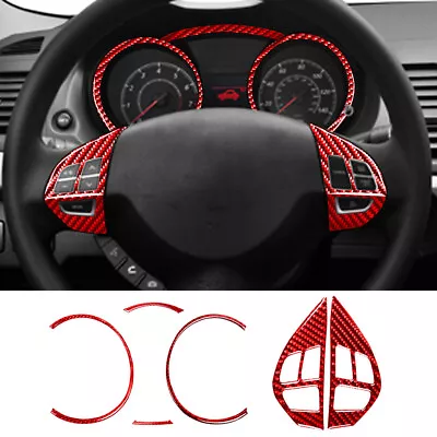 Red Carbon Fiber Speedometer & Steering Wheel Trim For Mitsubishi Lancer 2008-15 • $25.29