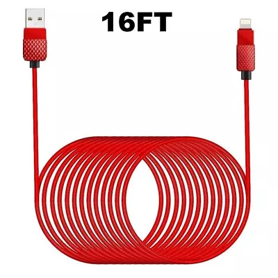 $11.99 • Buy 16FT Long IPhone Charger Cord Lightning Cable Extra Long Nylon Braided USB 2.4A