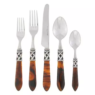 Aladdin Antique Tortoiseshell 5-Piece Place Setting 18/10 Stainless Steel Fo... • $172.58