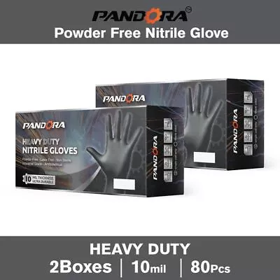 10mil Black Heavy Duty Work Nitrile Gloves Mechanic Glove Powder Fre  80/400 Pcs • $29.99