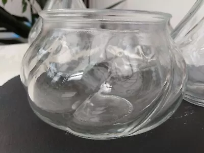 £4 • Buy 4 X ROUND RIBBED CLEAR GLASS CANDLE TEA LIGHT HOLDERS POSY POT POURRI BOWLS 
