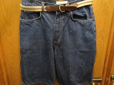 Mens Canyon River Blues Relaxed 100% Cotton Blue Jean Shorts W/ Belt Size 30 • $12.44