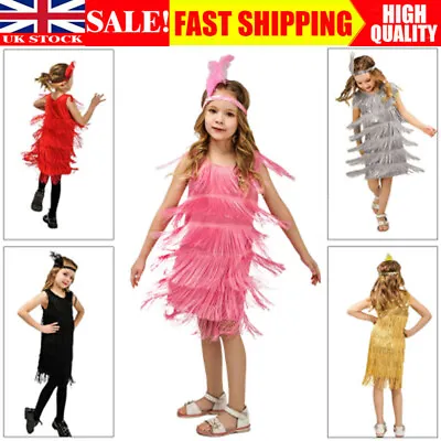 Kids Girls Flapper 1920s Fancy Dress Charleston Gatsby Costume World Book Day • £20.20