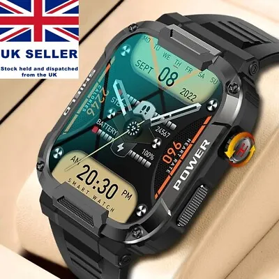 Durable Outdoor Military  Men Bluetooth Call Smartwatch For Android IOS IP68 • £27.95