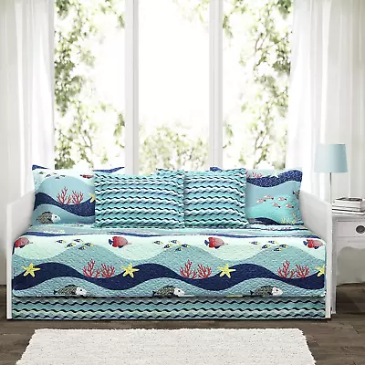 Lush Décor Sea Life 6 Piece Daybed Cover Set Blue • $41.59