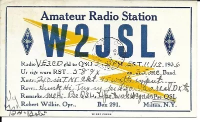 QSL 1936 Milton NY  Radio Card • $6.02