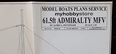 Original Model Boat Plan  Admiralty Motor Fishing Vessel . • $8.83