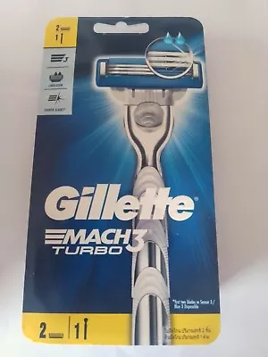 Mens Gillette Mach3 Turbo Razor & Cartridges 2 Pack Blades - NEW SEALED • $21.25