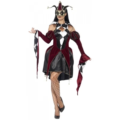 $23.08 • Buy Gothic Venetian Harlequin Costume, Black Costume Mardi Gras Fancy Dress