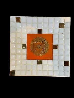 Vintage Georges Briard Tiled Mosaic Tray Orange Gold Mid Century Modern • $24