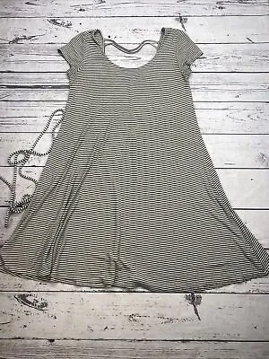 Motherhood Maternity Dress Large T-shirt Pull Over Striped Black And Grey • $7.95