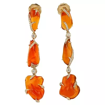 30 TCW Mexican Fire Syn Opal Earrings For Women Handmade 925 SS Auction Jewelry • $292.10