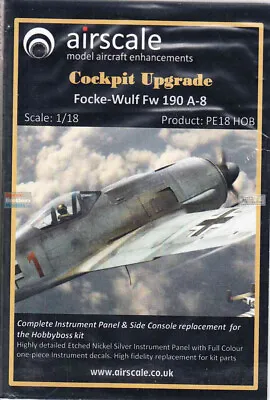 ASCPE18HOB 1:18 Airscale Fw190A-8 Cockpit Upgrade Set (HBS Kit) • $44.59