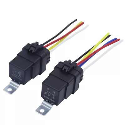 12V 24V 4/5Pin Automobile Relay Waterproof Integrated Wired Auto Relay Holder V • $5.26