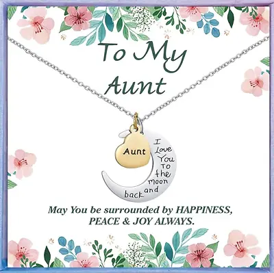 AUNT I Love You To The Moon & Back Heart Pendant Necklace With Gift Box • $9.99