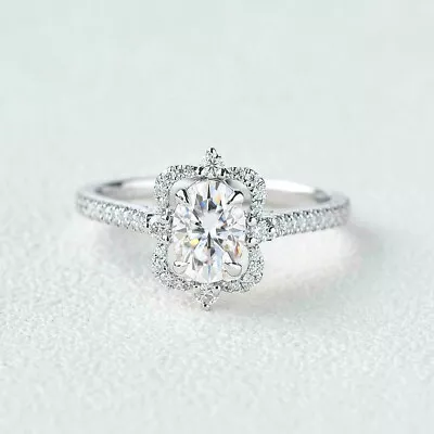 Vintage Style Amazing Oval White Gemstone Inspired Ring With 14K White Finish • $130