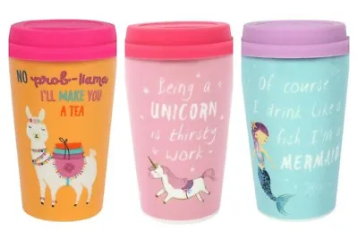 Double Walled Ceramic Travel Mug Tea Coffee Llama/Unicorn/Mermaid IDEAL PRESENT • £9.95