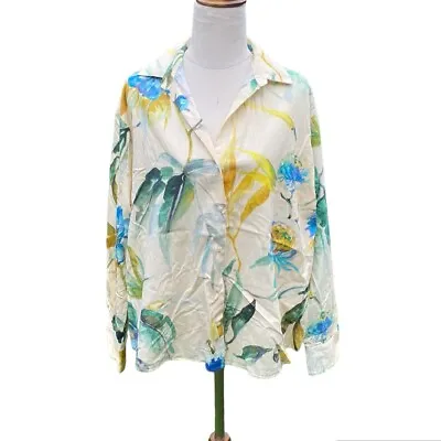 Zara Floral Print Button Up Shirt Multi Medium Women’s • $15