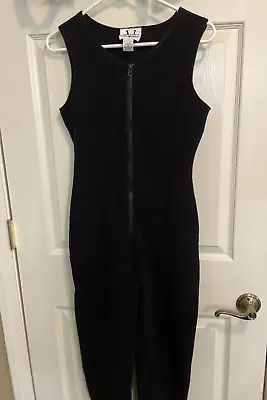 Vintage V-Sport Women’s Size Small Black Snow Ski Bib Jumpsuit Zip Front • $19.99