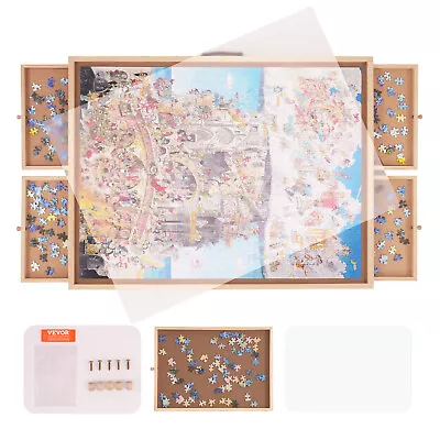 VEVOR 1500 Piece Puzzle Board With Legs Drawers Cover Portable Wooden Jigsaw • $106.99