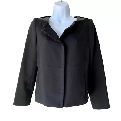 MILLY Jacket Blazer Black Lamb Leather Shoulder Snap Front Black Career 4 • $60