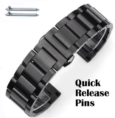 Black Stainless Steel Brushed Replacement Watch Band Strap Butterfly Clasp #5072 • $19.95