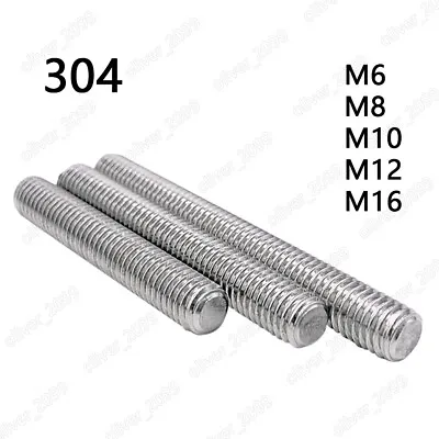 M6 M8 M10 M12 M16 304 Stainless Steel Threaded Rods Metric Thread Stud Bolts • $231.16