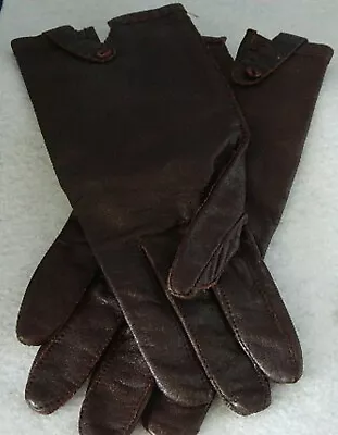 Gloves Brown Leather Vintage • $18