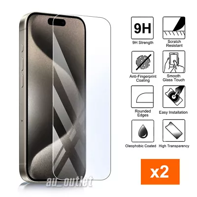 2x For IPhone15 14 13 12 11 Pro XS Max XR SE 8 7 Tempered Glass Screen Protector • $1.12