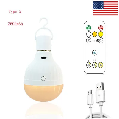 Emergency LED Light Bulb Dimmable Rechargeable Lamp Remote Control USB • $15.99