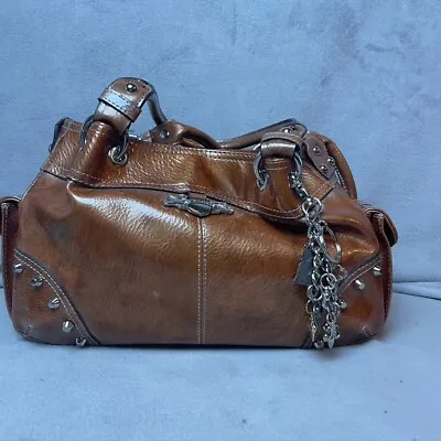 Vintage Kathy Van Zeeland Purse Handbag Western Brown Shoulder BagKeychain Studs • $39.99