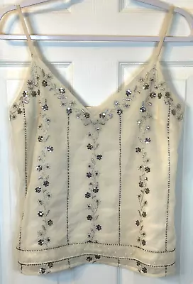 Idyllwind Miranda Lambert Blouse Sz S Ivory Embellished Sparkle Cami Party Top • $18.39