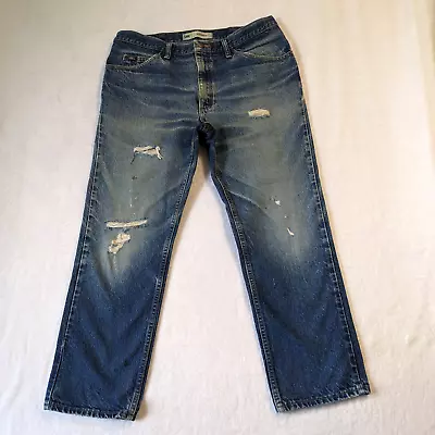 Lee Distressed Regular Fit Jeans Straight Leg Mens 36x29 Faded Workwear • $9.95