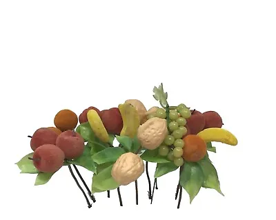 Flocked Plastic Fruit Picks Apple Orange Banana Walnut Grapes Hong Kong Vintage  • $16