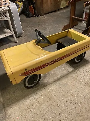 Vintage AMF Yellow PACER Pedal Car~Metal Collectible Riding Hot Rod Automobile • $250