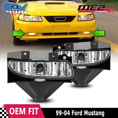 For 1999-2004 Ford Mustang Fog Lights Front Bumper Lamps W/ Bezel+Bulbs Pair • $29.99