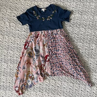 Mimi & Maggie Bohemian Floral High Low Short Sleeve Dress Blue/Pink (Size 6T) • $25.99