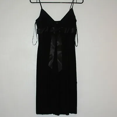 NEW Vtg Cache Black Ruffle Ribbon Bow Trim Cocktail Party Dress Size 4 V-Neck • $89.83