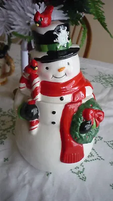 David's Snowman With Cardinals Cookie Jar • $40