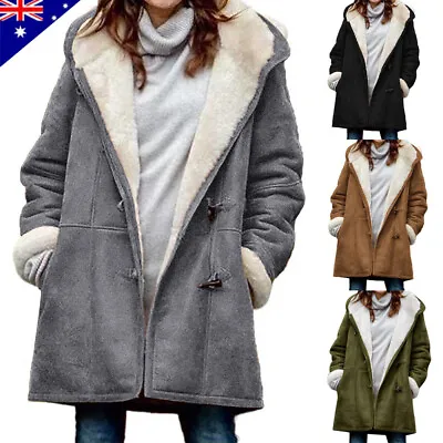 Casual Women's Long Jacket With Hood Fleece Lined Warm Up Windbreaker Coat S-5XL • $27.51