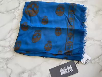 $225 • Buy New Authentic Alexander McQueen Classic Skull Scarf Modal Silk Scarves Accessory