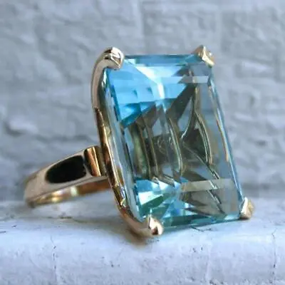 925 Sterling Silver Ring Aquamarine Vintage Jewelry Gemstone Big Size Women's • $6.89