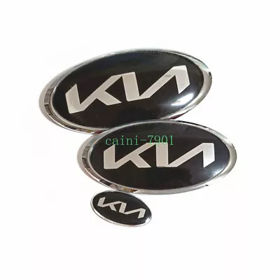 3x CHROME KN Front Hood Rear Badge Sticker Steering Emblem For SORENTO 2017 • $24.91