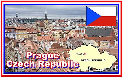 $3.18 • Buy Prague, Czech Republic Map & Flag - Souvenir Fridge Magnet - Sights / Gifts