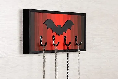 Geometric Wall Mounted Gothic Bat Jewellery Hanger  - Reclaimed Wood - Necklace • £35